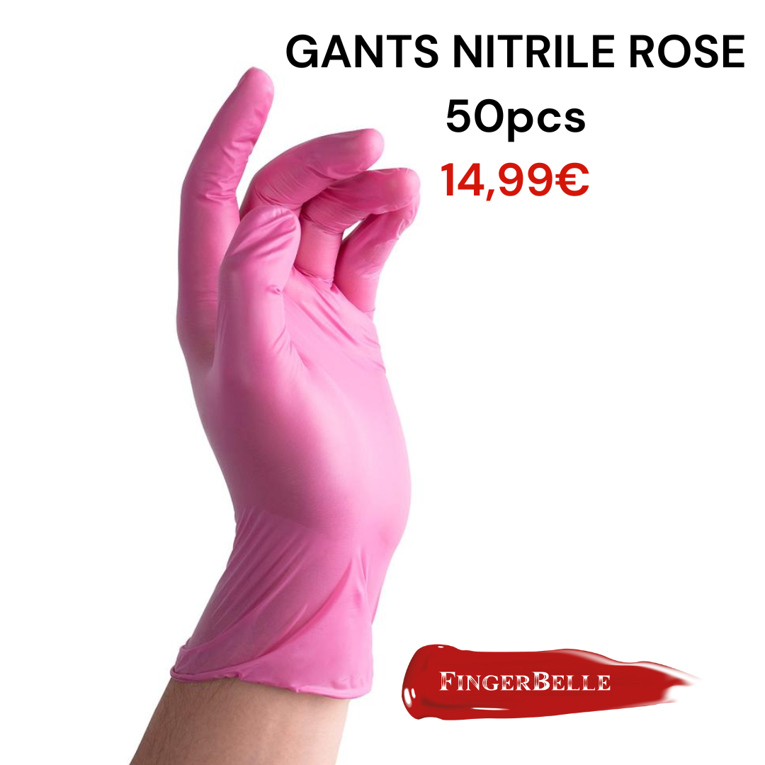 Gants Nitrile rose taille M