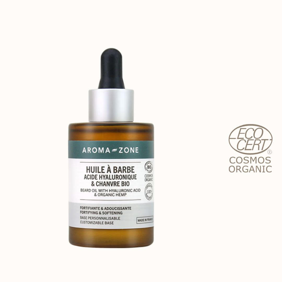 Huile à barbe Acide hyaluronique & Chanvre BIO Aromazone