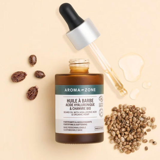 Huile à barbe Acide hyaluronique & Chanvre BIO Aromazone