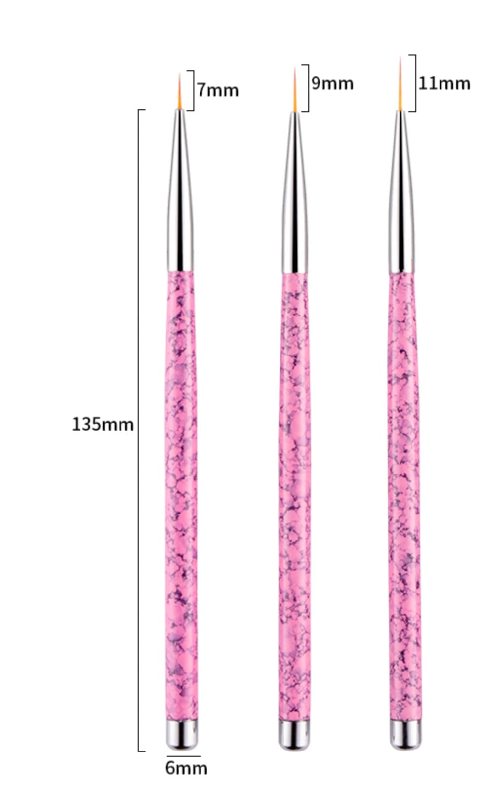 Lot de 5 Pinceaux Roses Marbrés Liner