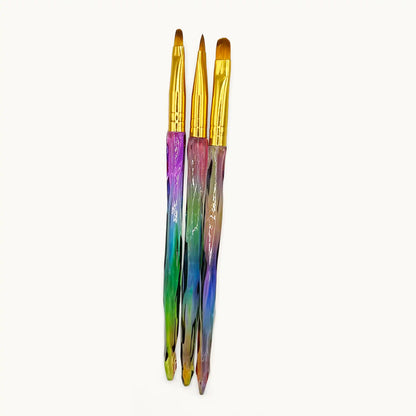 Lot De 3 Pinceaux Gel Arc-en-ciel